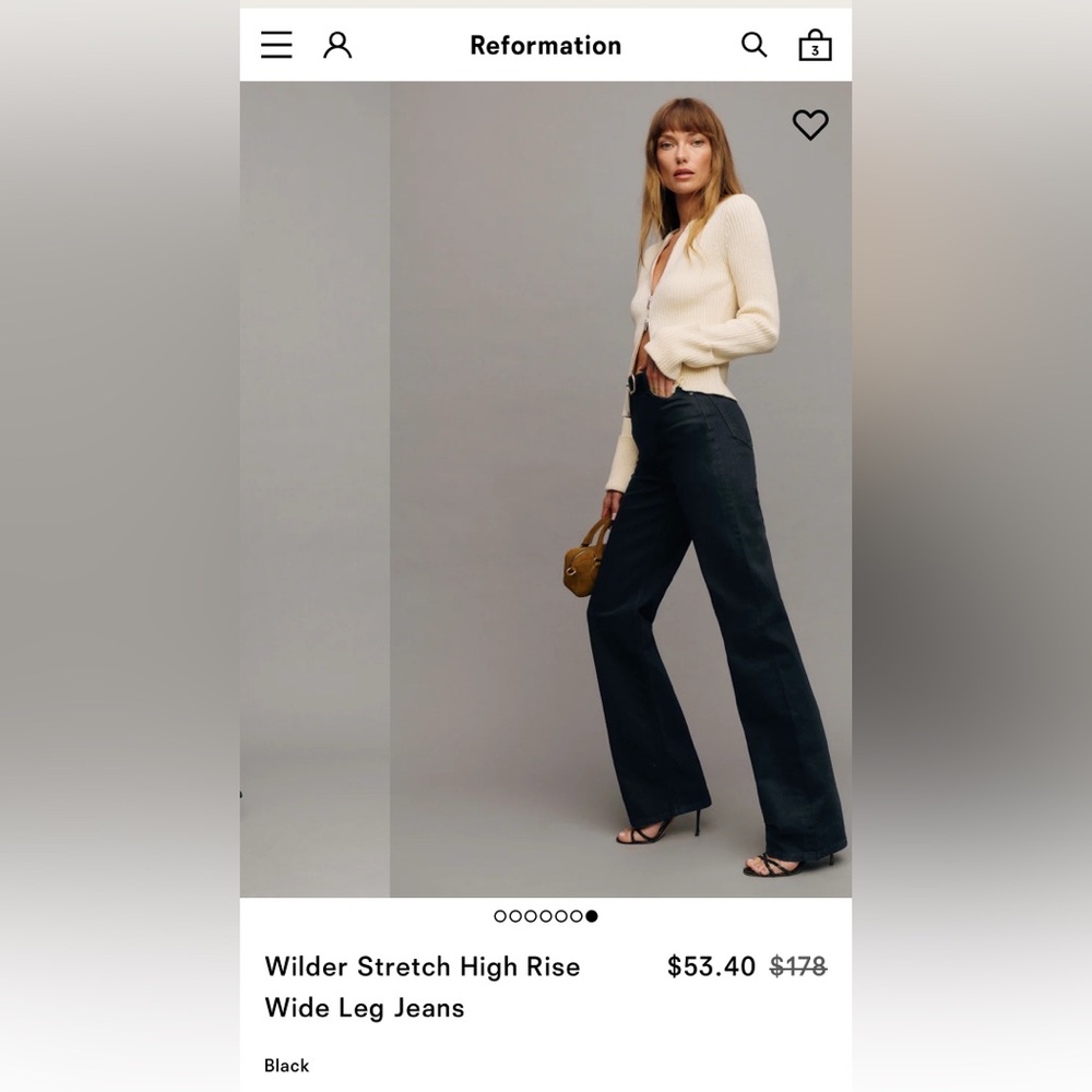 Reformation Wilder Black Wide Leg Jeans